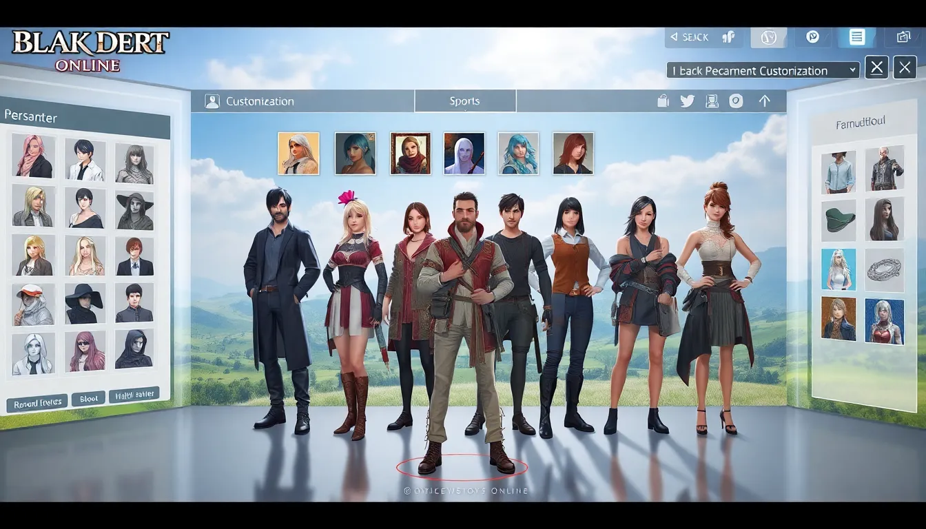 diverse characters being customized in Black Desert Online.