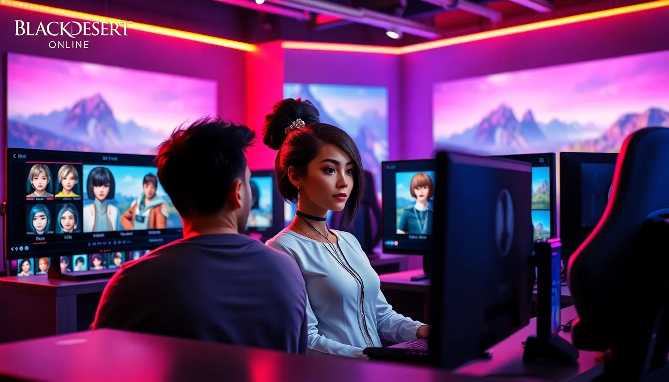 diverse players engaging with Black Desert Online character creator.